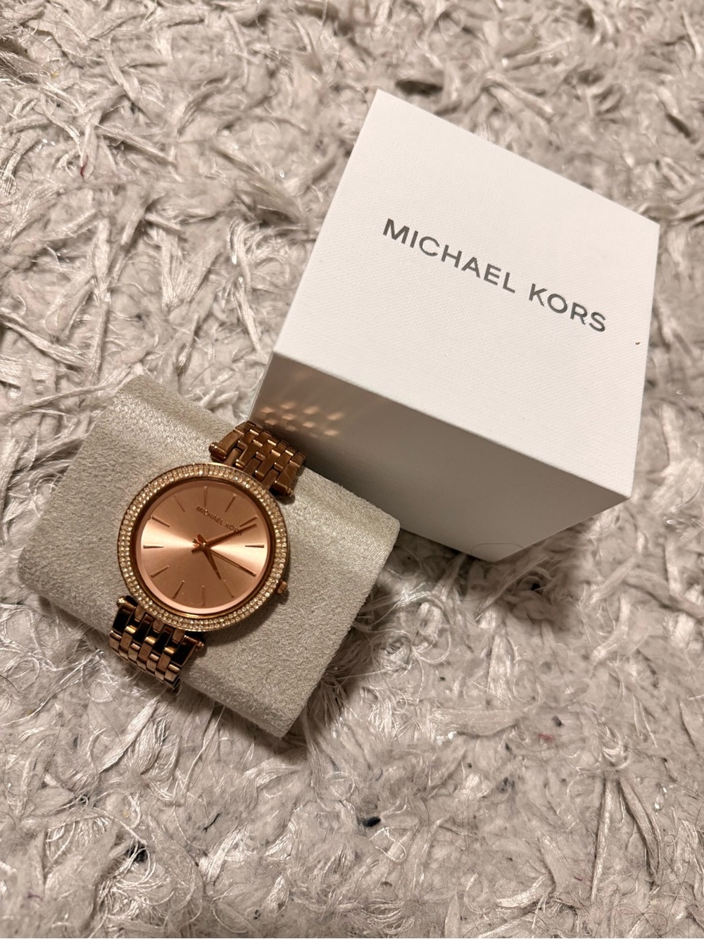 Michael Kors Rose Gold Crystal-Trim Bracelet Watch